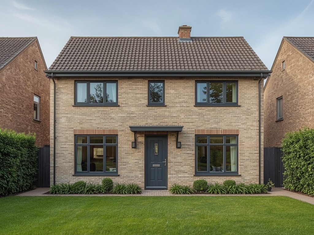 vrijstaande woning in Drunen met antracietkleurige kunststof kozijnen en groene voortuin