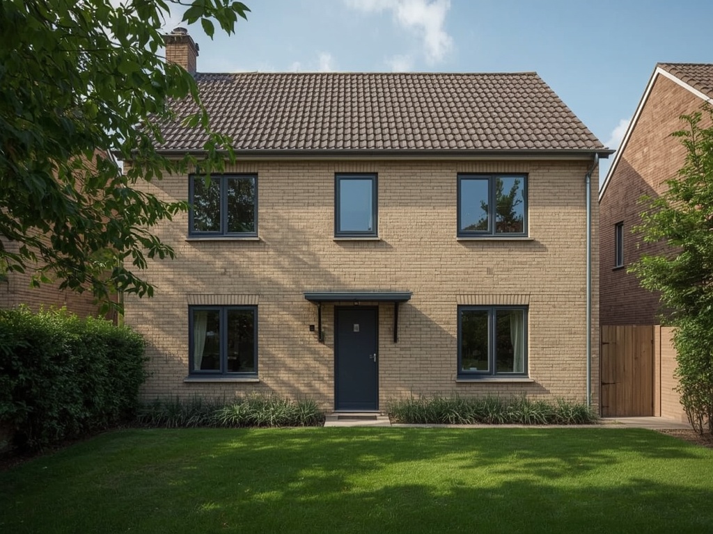 vrijstaande woning in Aalburg met antraciet kunststof kozijnen en groene voortuin