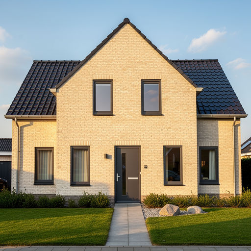 vrijstaande woning in Tilburg met antracietkleurige kunststof kozijnen en groene voortuin