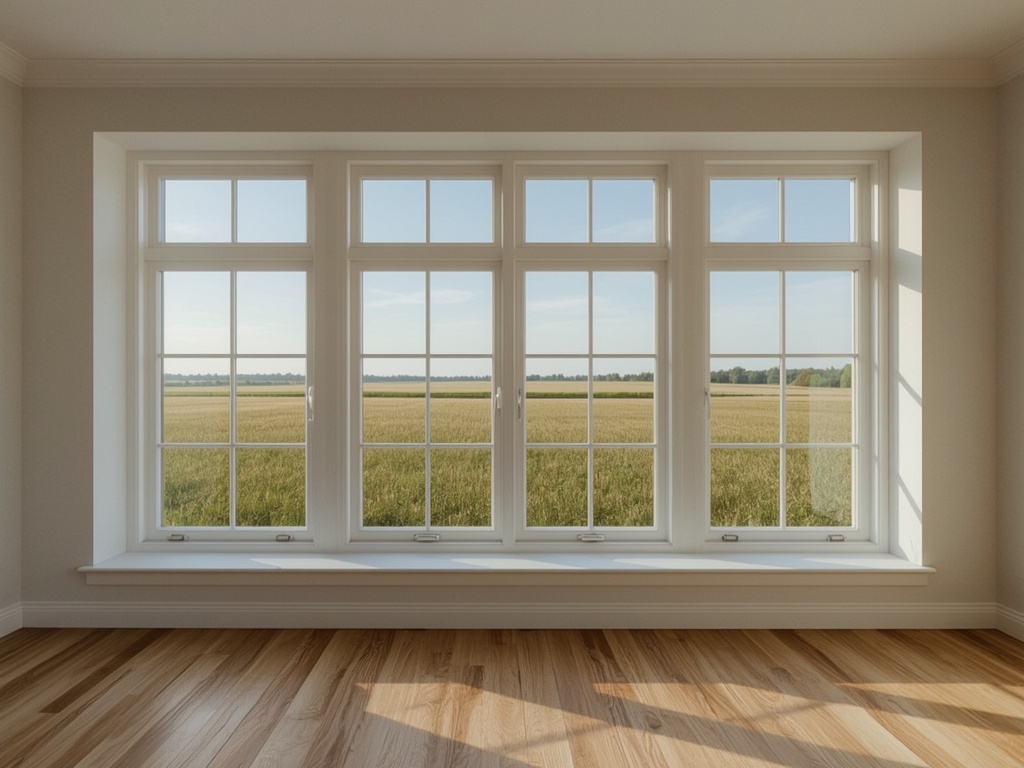 uitzicht vanuit woonkamer in Woudrichem door wit kunststof panoramakozijn over het rivierengebied