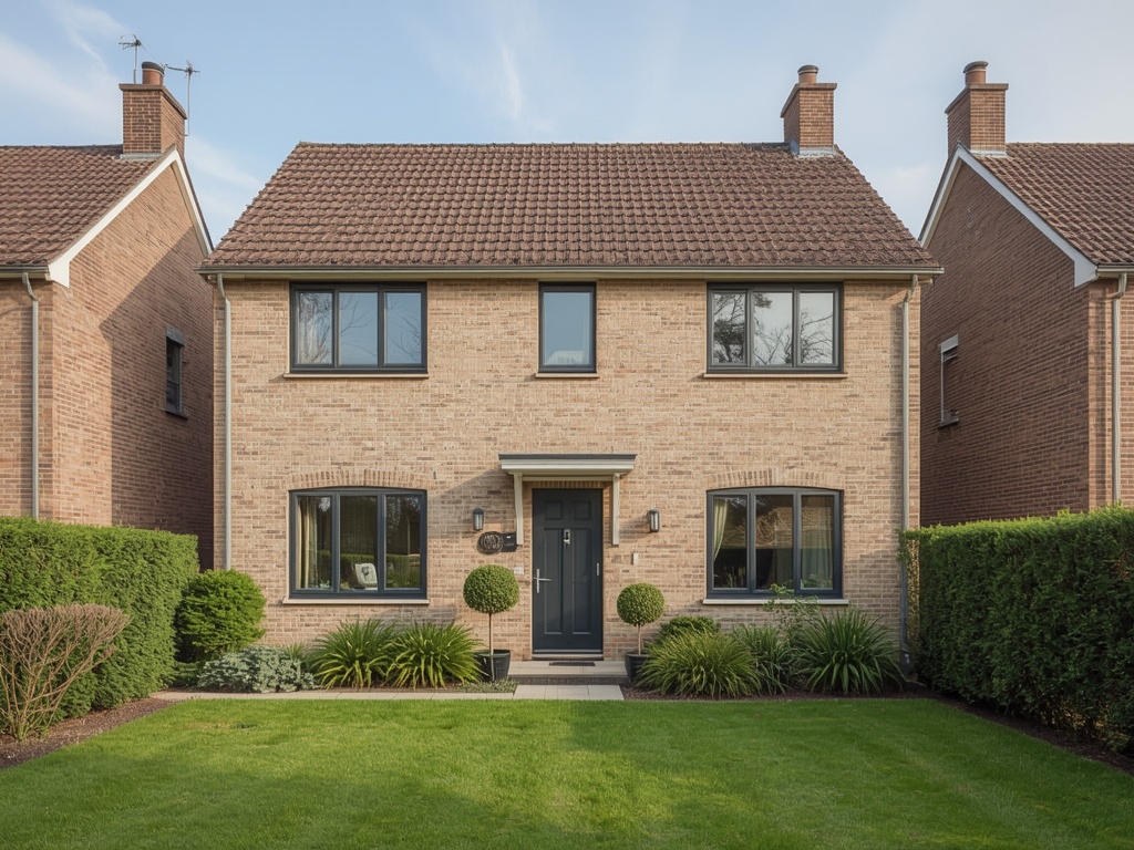 vrijstaande woning in Vlijmen met antracietkleurige kunststof kozijnen en groene voortuin