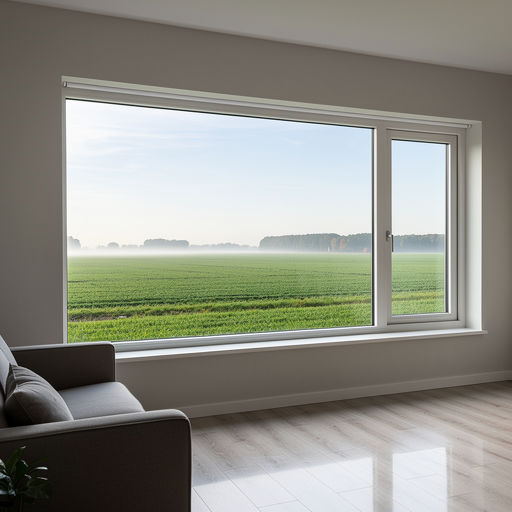 uitzicht vanuit woonkamer in Gorinchem door wit kunststof panoramakozijn op het rivierengebied