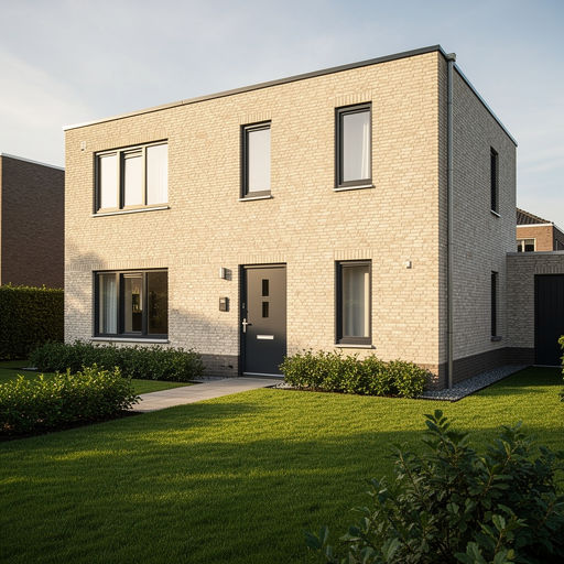 vrijstaande woning in Giessen met antracietkleurige kunststof kozijnen en groene voortuin