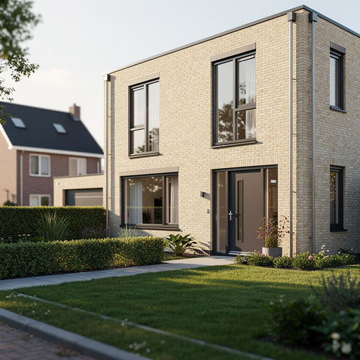 vrijstaande woning in Nieuwendijk met antraciet kunststof kozijnen en groene voortuin