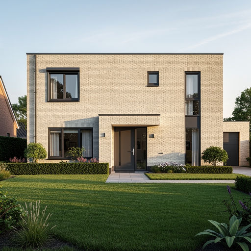 vrijstaande woning in Heusden met antracietkleurige kunststof kozijnen en groene voortuin