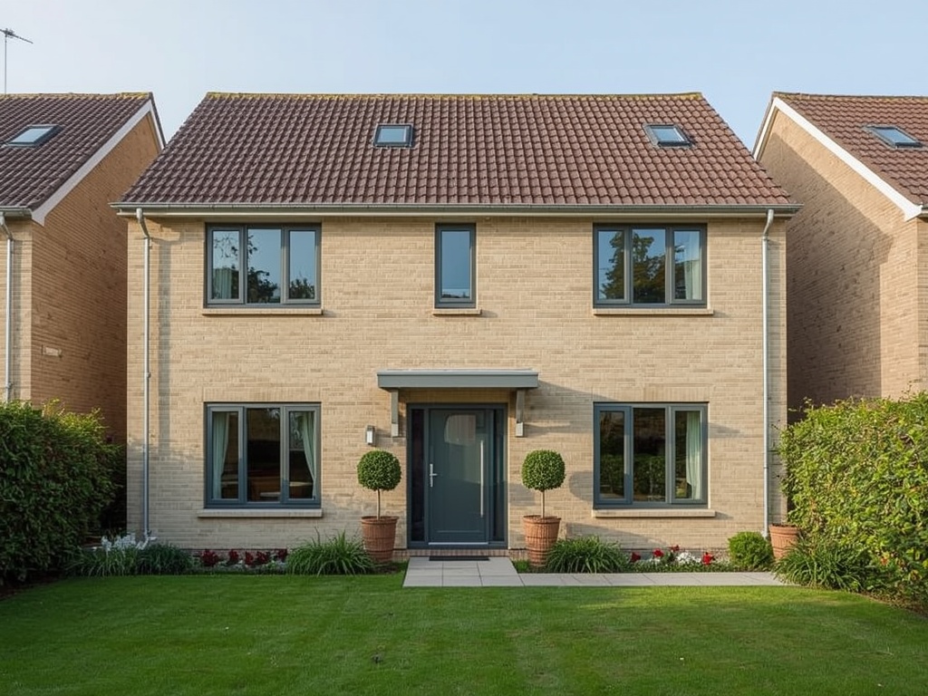 vrijstaande woning in Den Bosch met antracietkleurige kunststof kozijnen en groene voortuin
