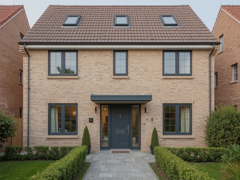 vrijstaande woning in Sprang-Capelle met antraciet kunststof kozijnen en groene voortuin