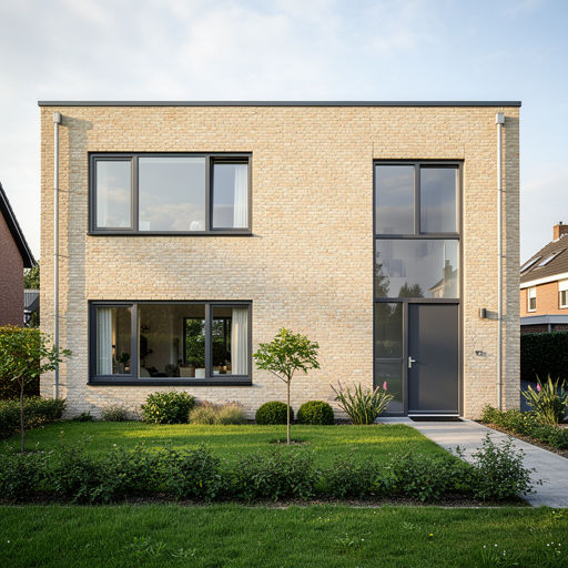 vrijstaande woning in Dussen met antraciet kunststof kozijnen en groene voortuin