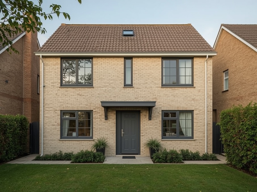 vrijstaande woning in Waalwijk met antraciet kunststof kozijnen en groene voortuin